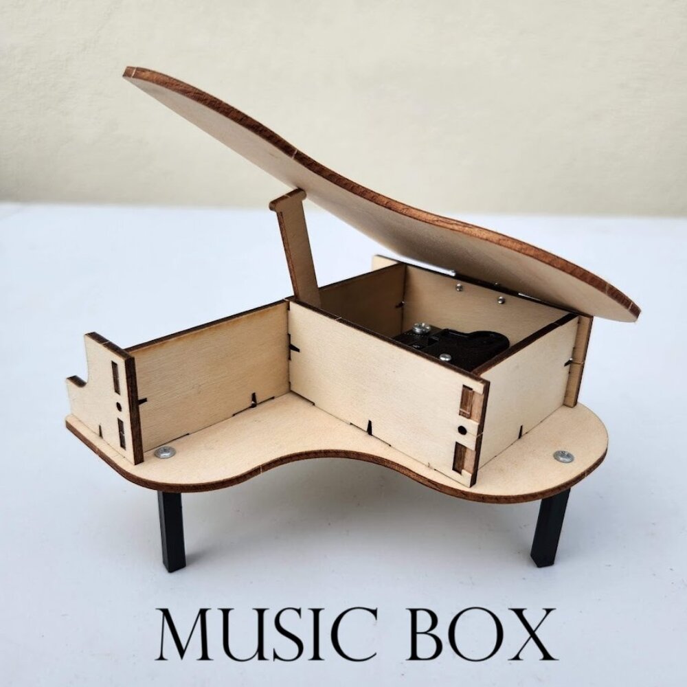New Piano Music Box Wind Up Christmas Baby Gift Wooden Decor Stocking Stuffer